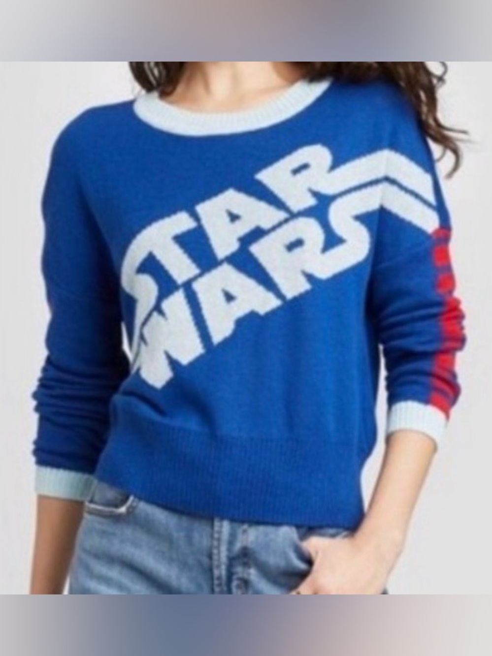 Star Wars Light Blue and Navy Crewneck with Black Logo Tag